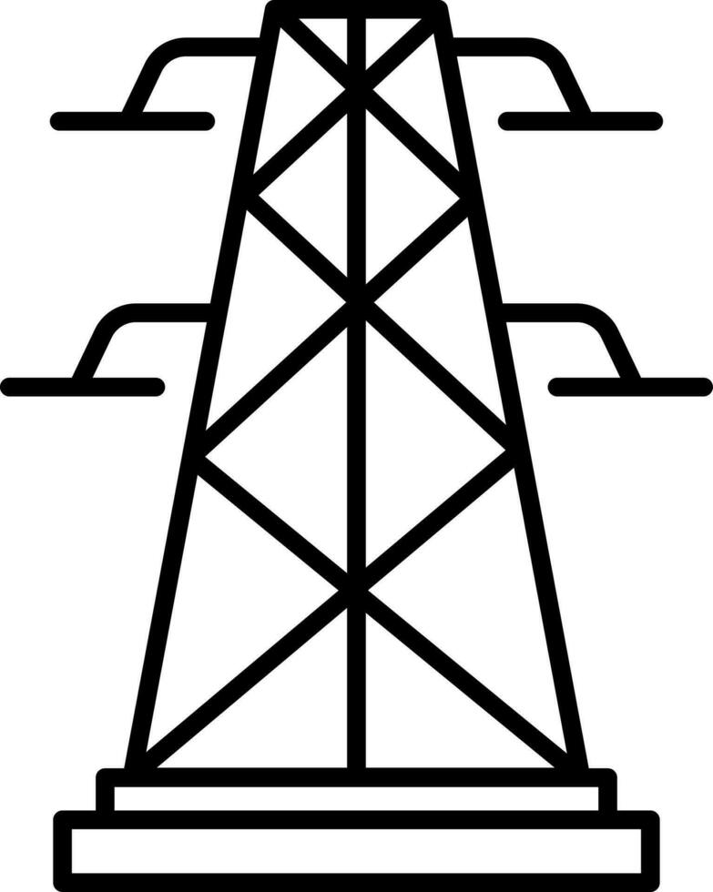 Electricity high voltage tower isolated in thin line stroke. vector