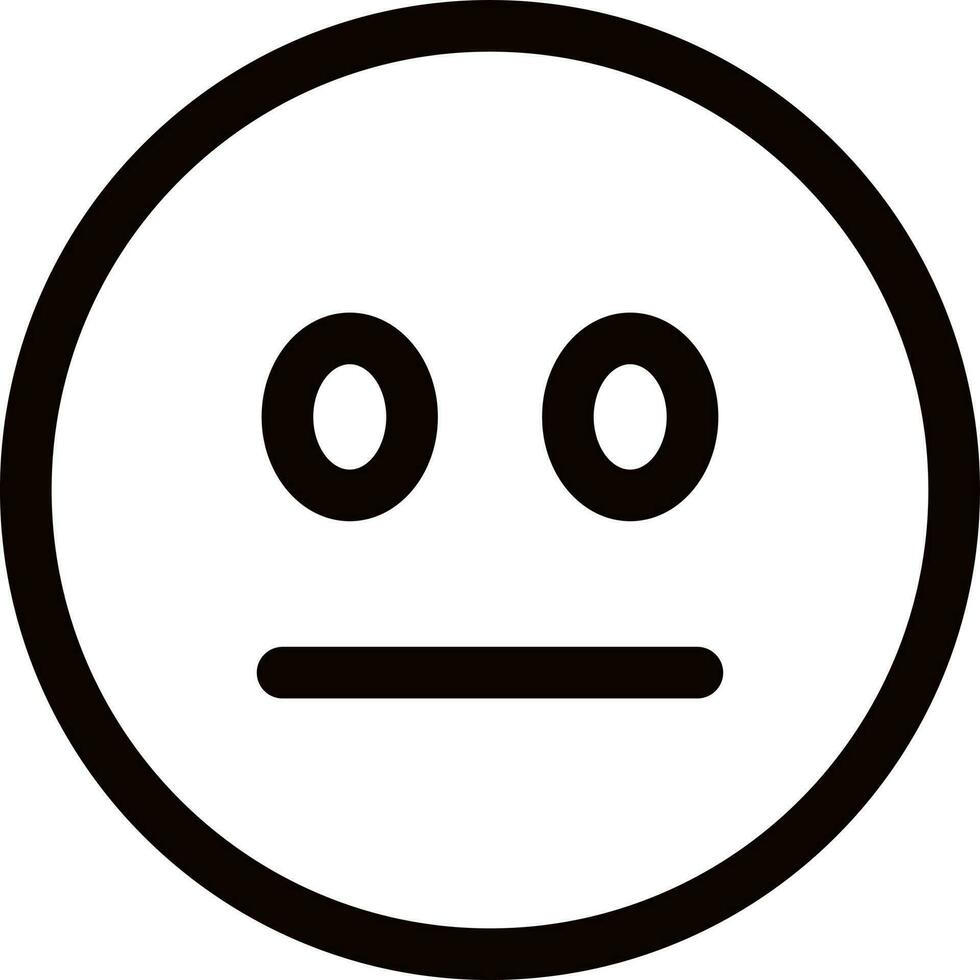 Black line art illustration of flushed emotion face icon. vector