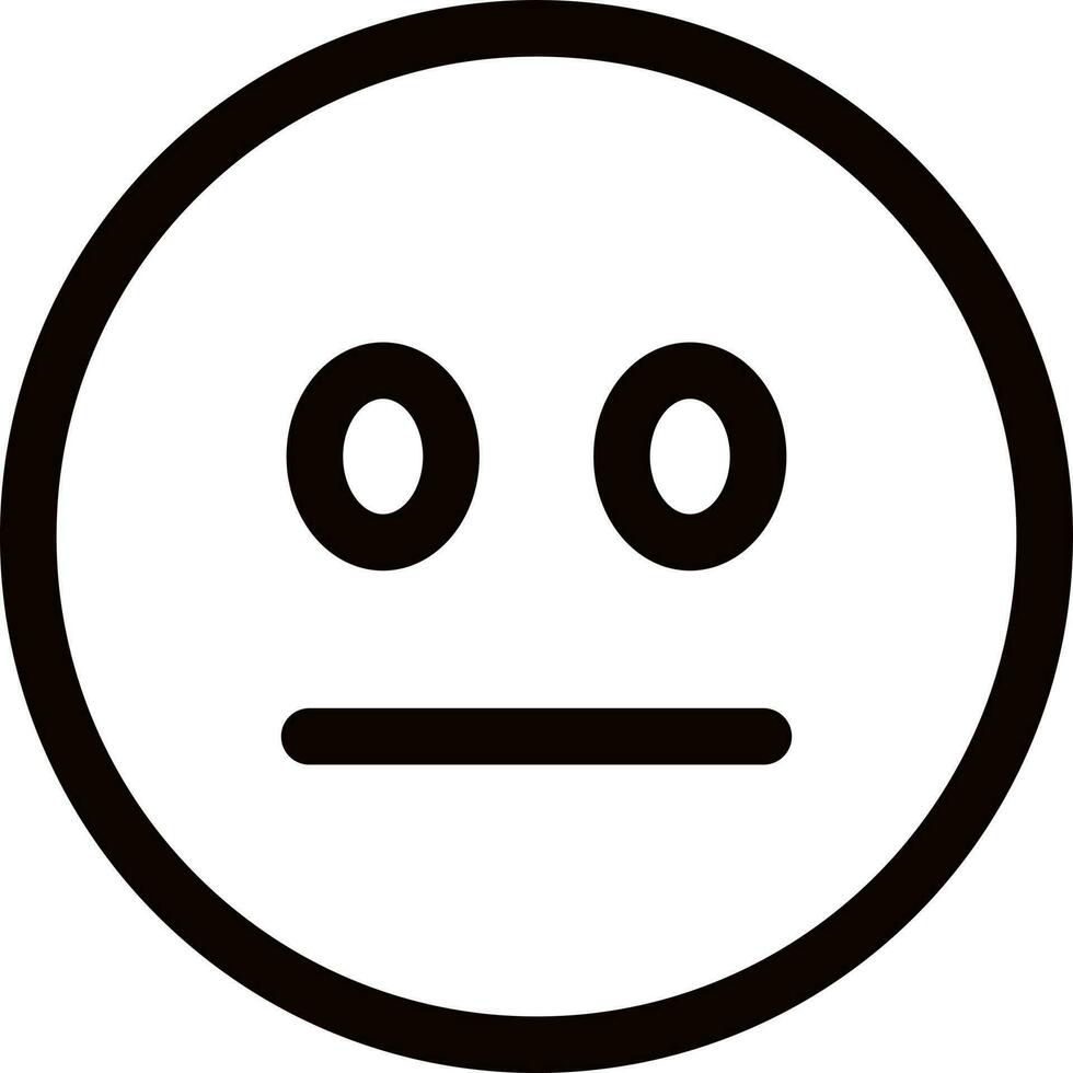 Black line art illustration of flushed emotion face icon. vector