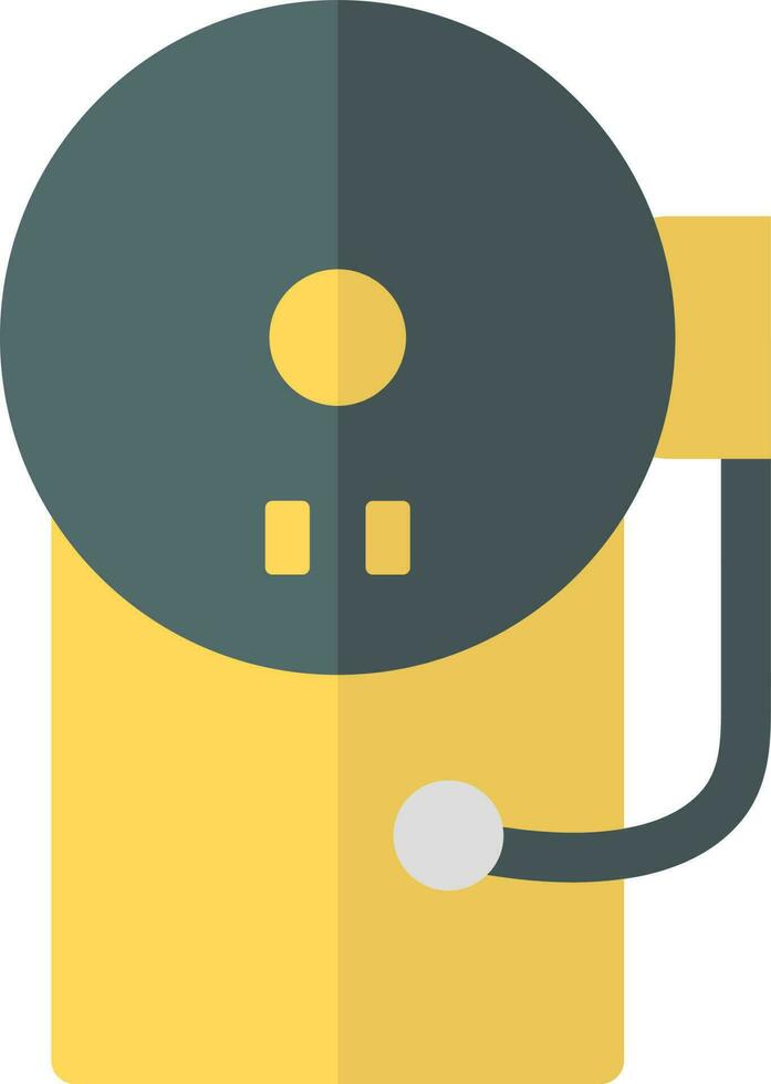Vinyl disc player icon in yellow and gray color. vector