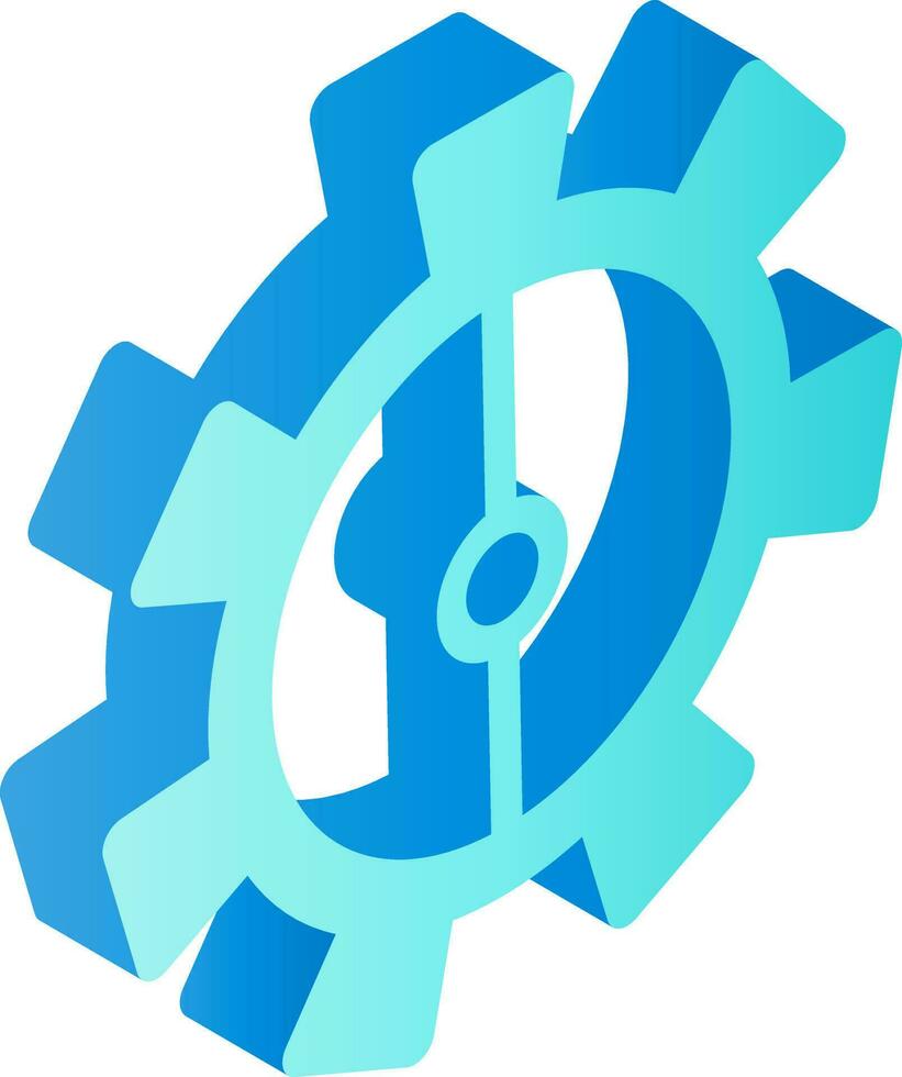 3D isometric illustration of a blue cogwheel icon. vector