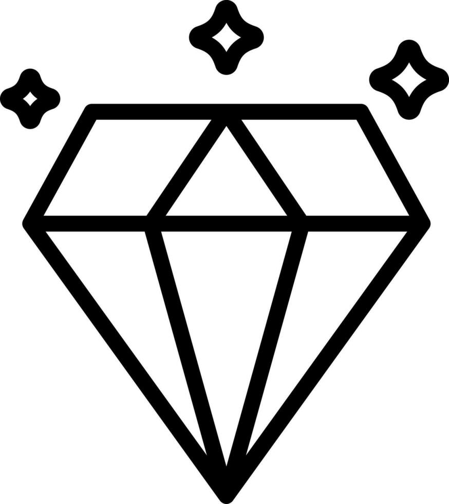 Diamond icon in black line art. vector