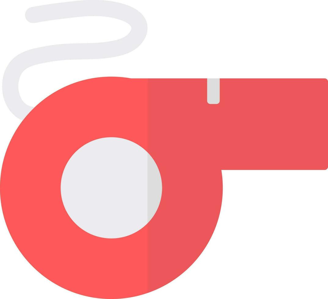 Flat style whistle icon red and white color. vector