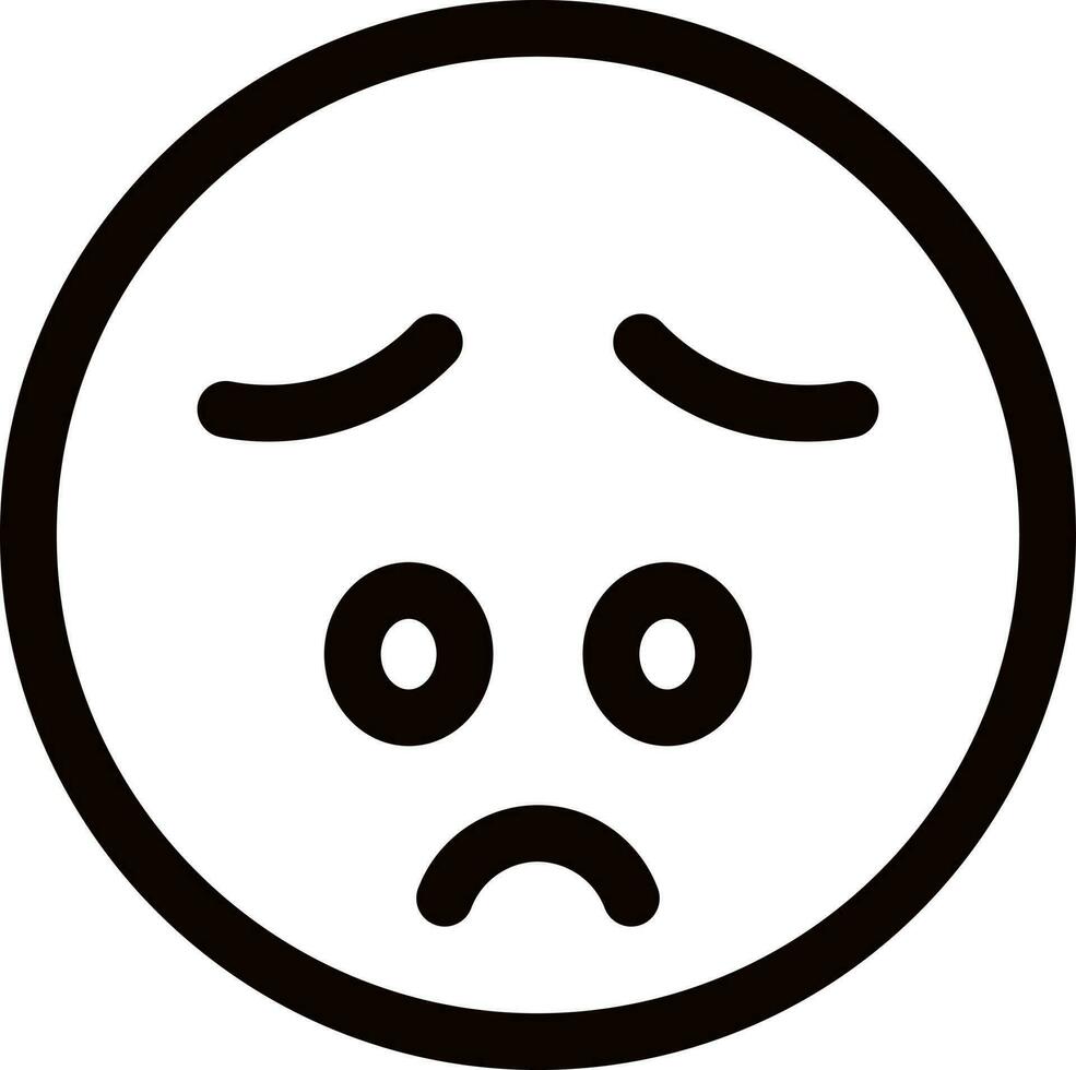 Line art illustration of sad emoticon face icon. vector