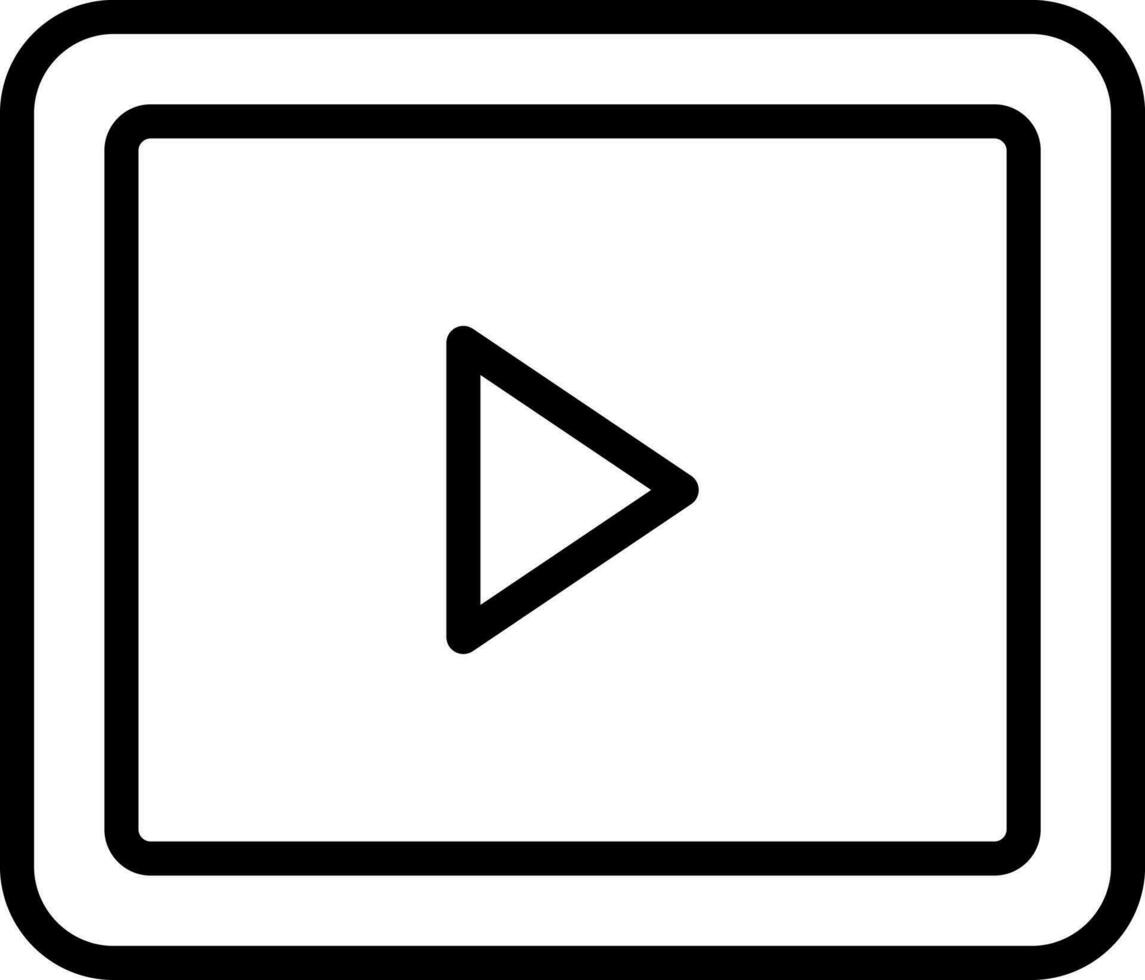 Video play button icon in line art. vector