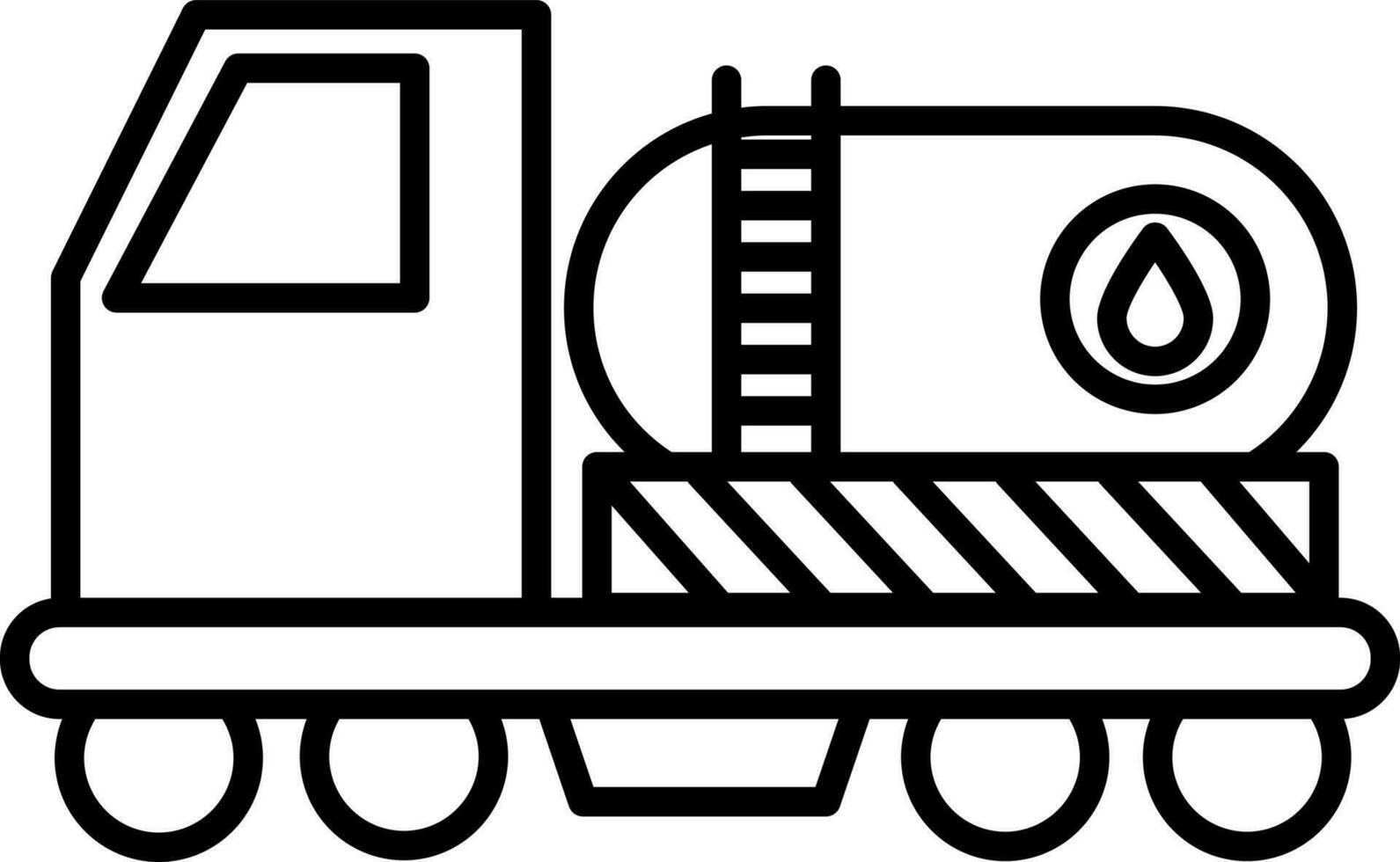 Black line art water tanker in flat style. vector