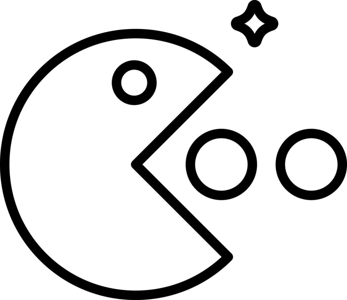 Pac man icon in line art. vector