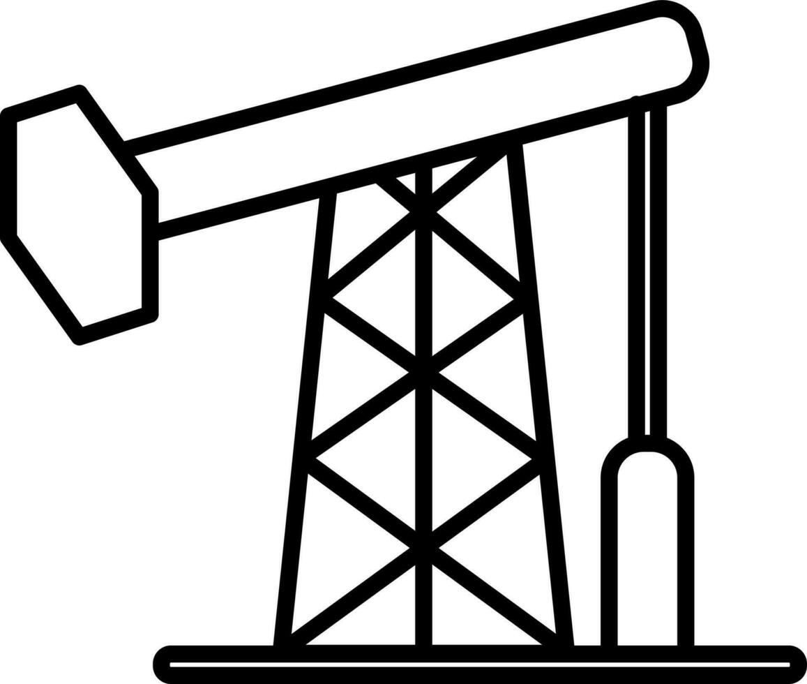 Isolated illustration of oil pump jack in black color. vector