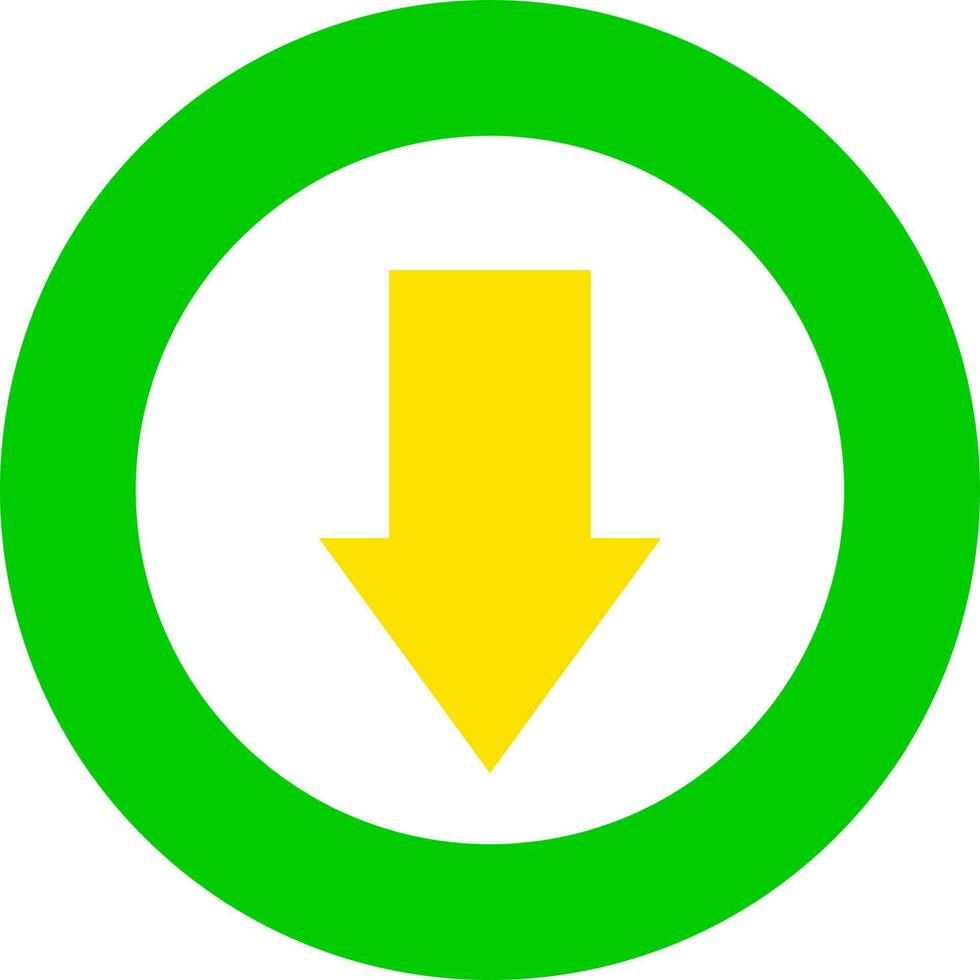 Downloading arrow icon in yellow and green color. vector