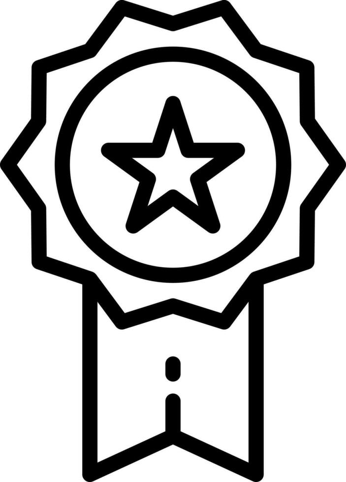 Medal badge ribbon icon in thin line art. vector