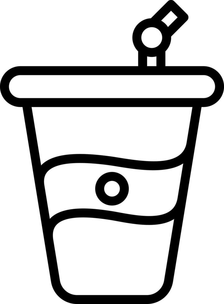 Disposable drink glass icon in thin line art. vector