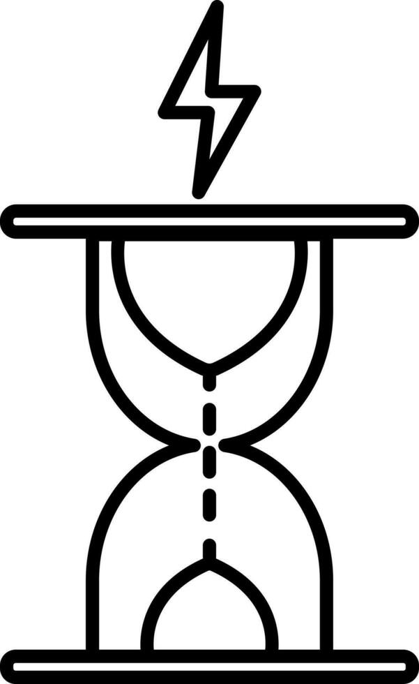 Icon of sand clock with energy sign. vector