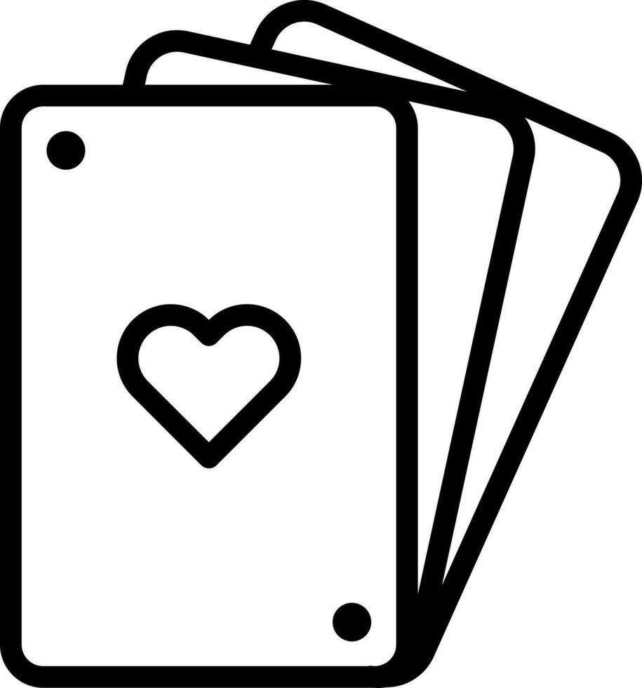 Line art illustration of playing cards icon. vector