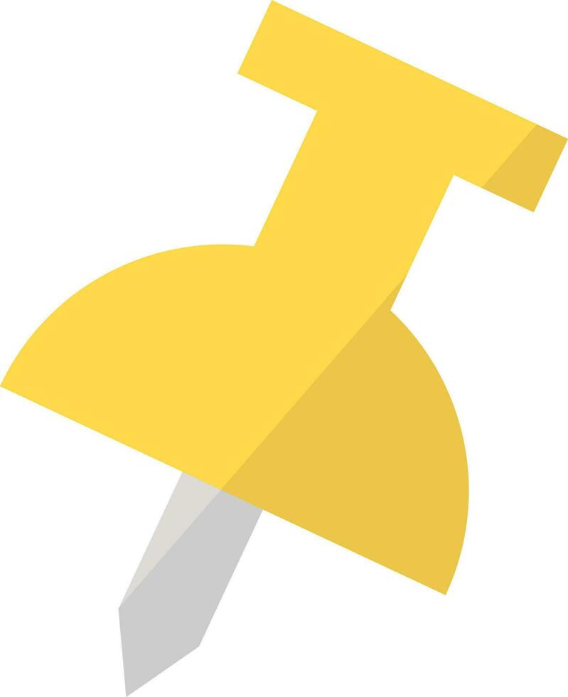 Yellow pushpin icon on white background. vector