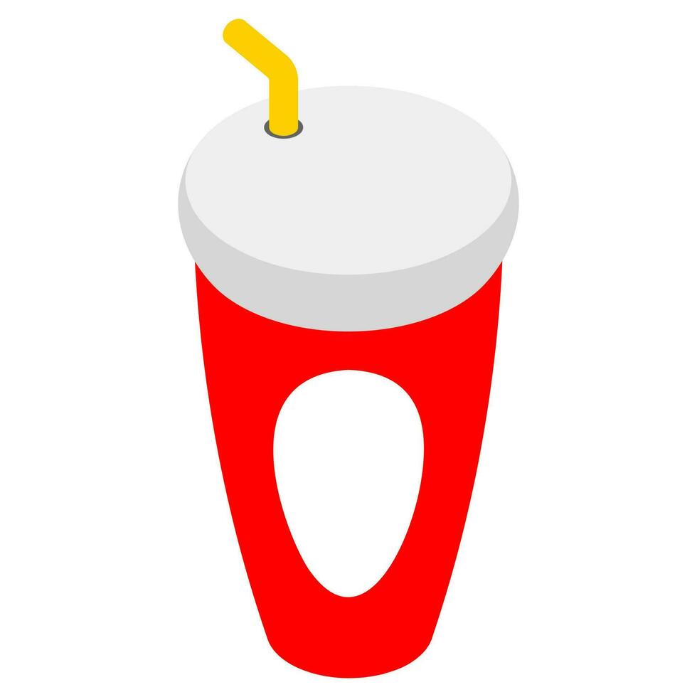 Beverage disposable glass icon in isometric style. vector