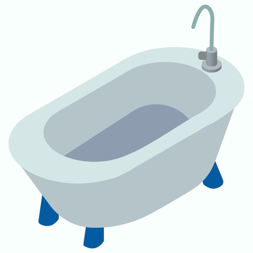 Flat illustration of bathtub in isometric style. vector