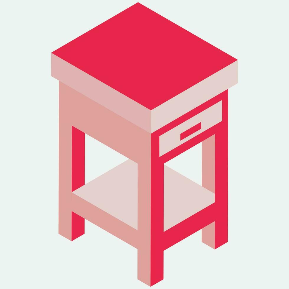 Nightstand element in isometric style. vector
