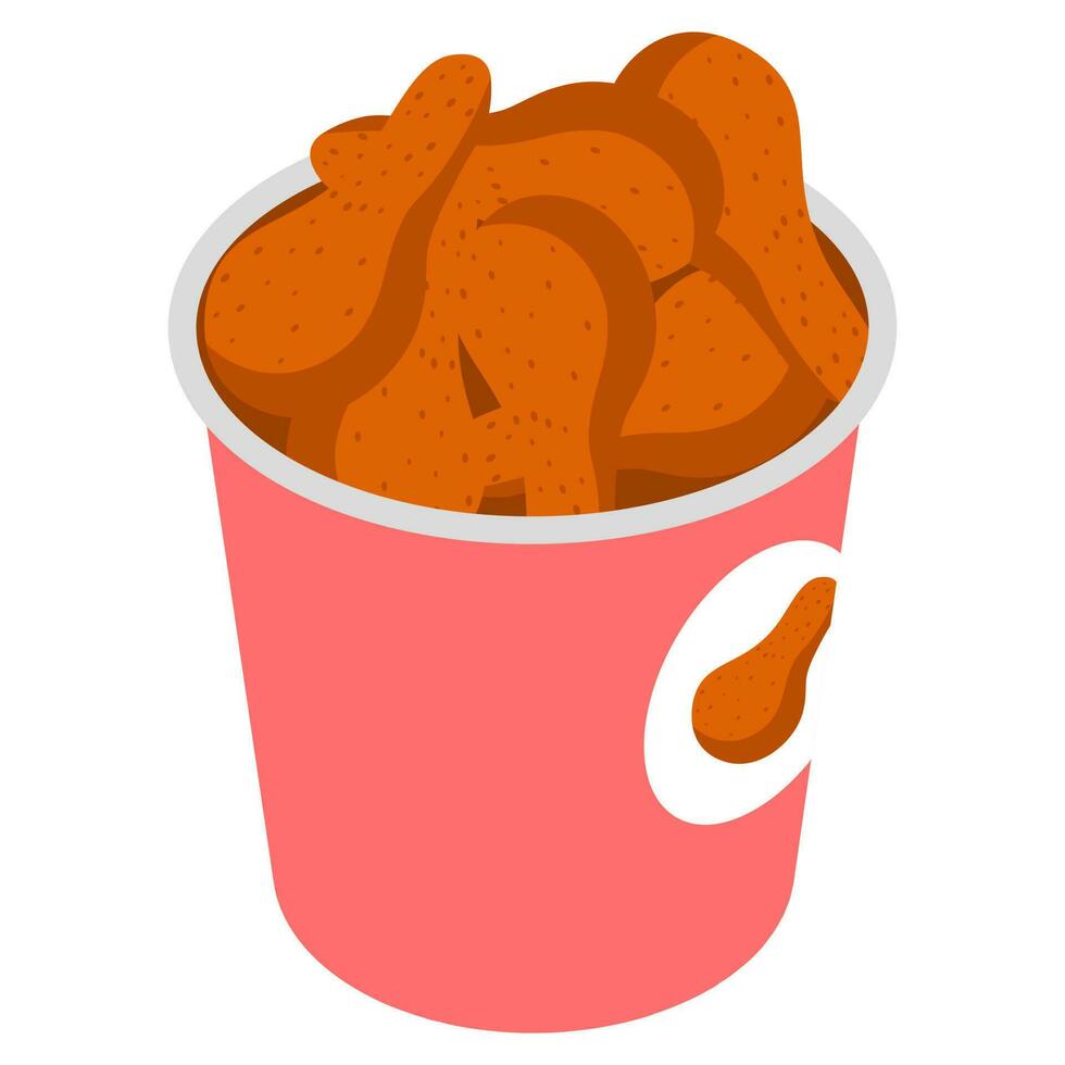 Chicken legs bucket icon in 3d style. vector