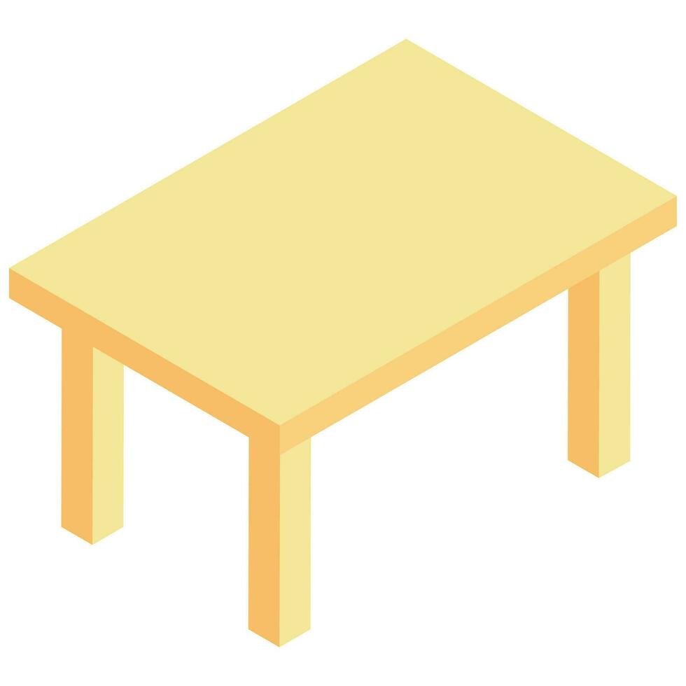 Isolated wooden table element in isometric style. vector