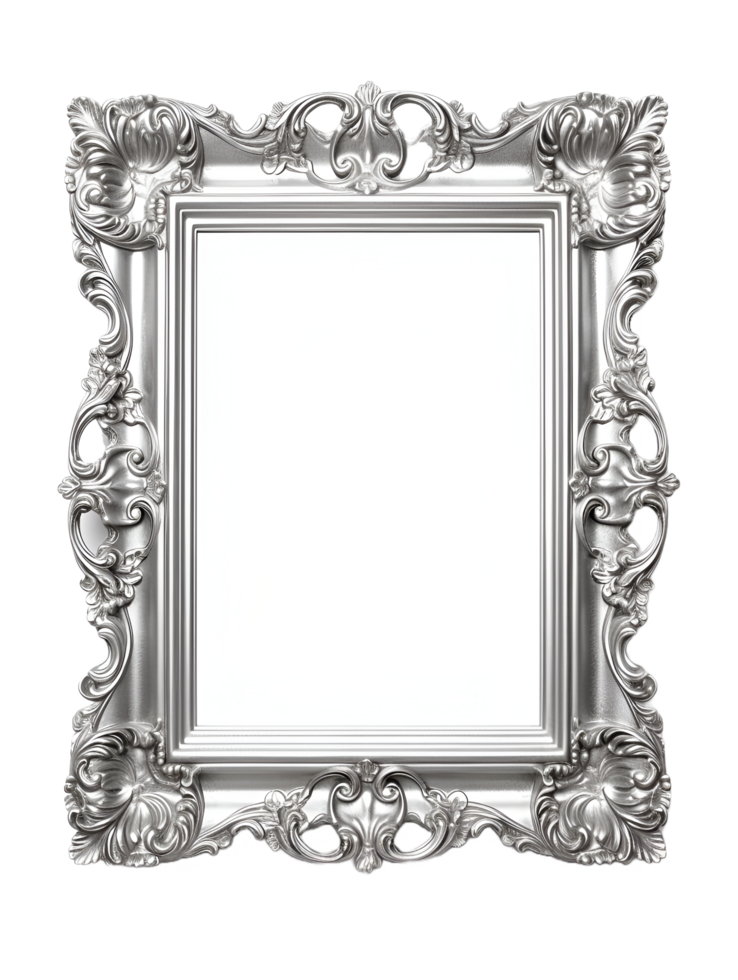 Silver Frame Ornate Realistic Clipart png