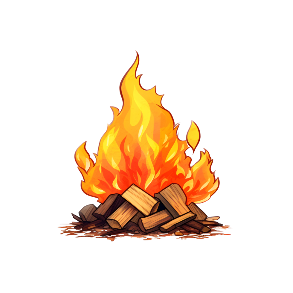 Camp Fire Watercolor Clipart png