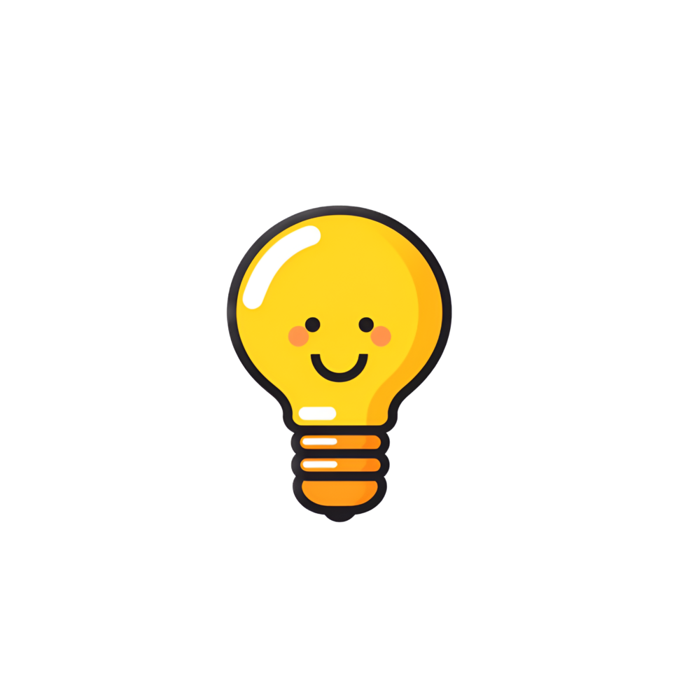 schattig licht lamp idee icoon sticker clip art ai gegenereerd png
