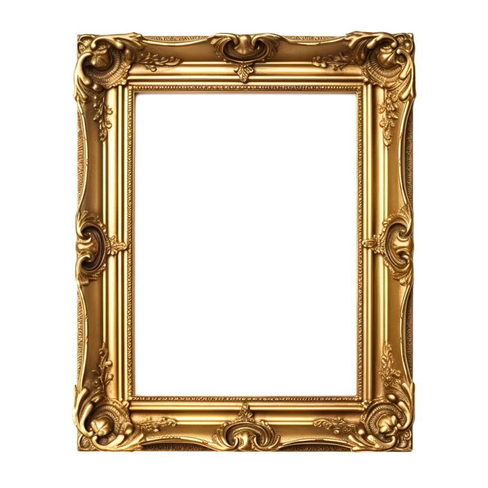 ouro quadro, Armação ornamentado realista clipart ai gerado png