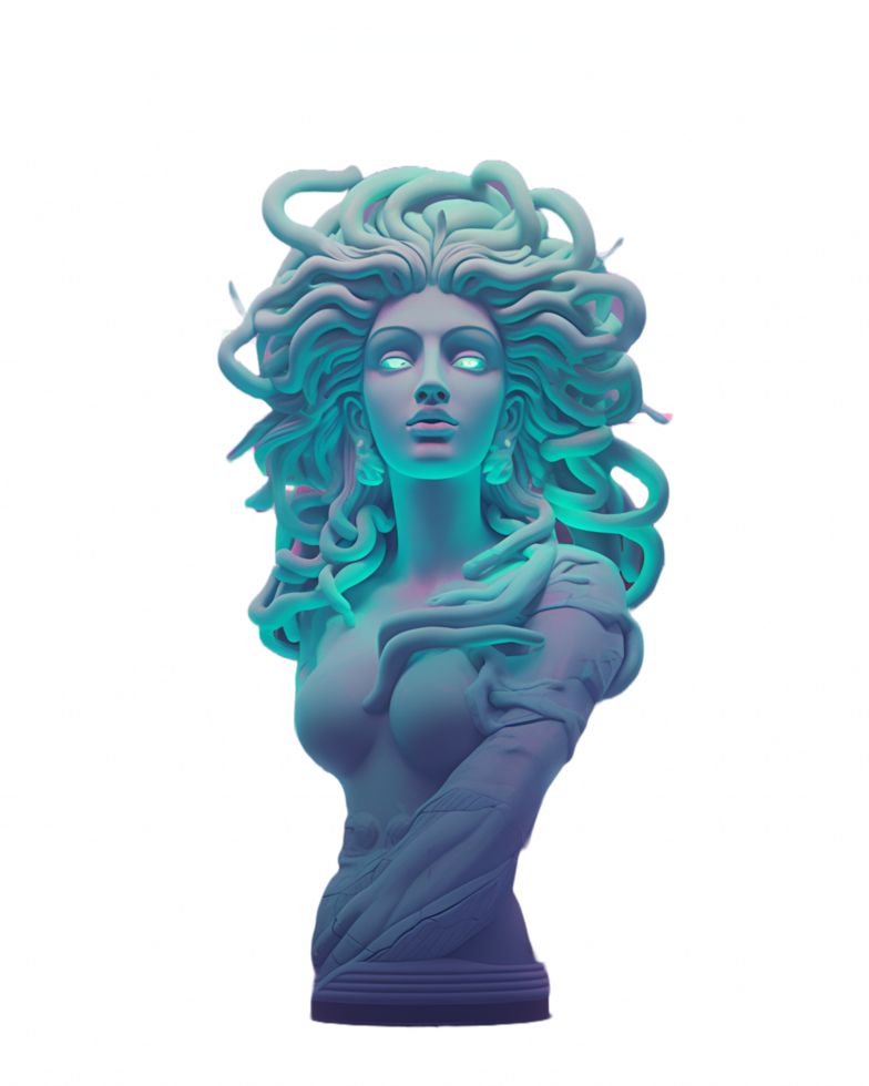 vaporwave medusa staty sätta dit 80s ClipArt ai genererad png