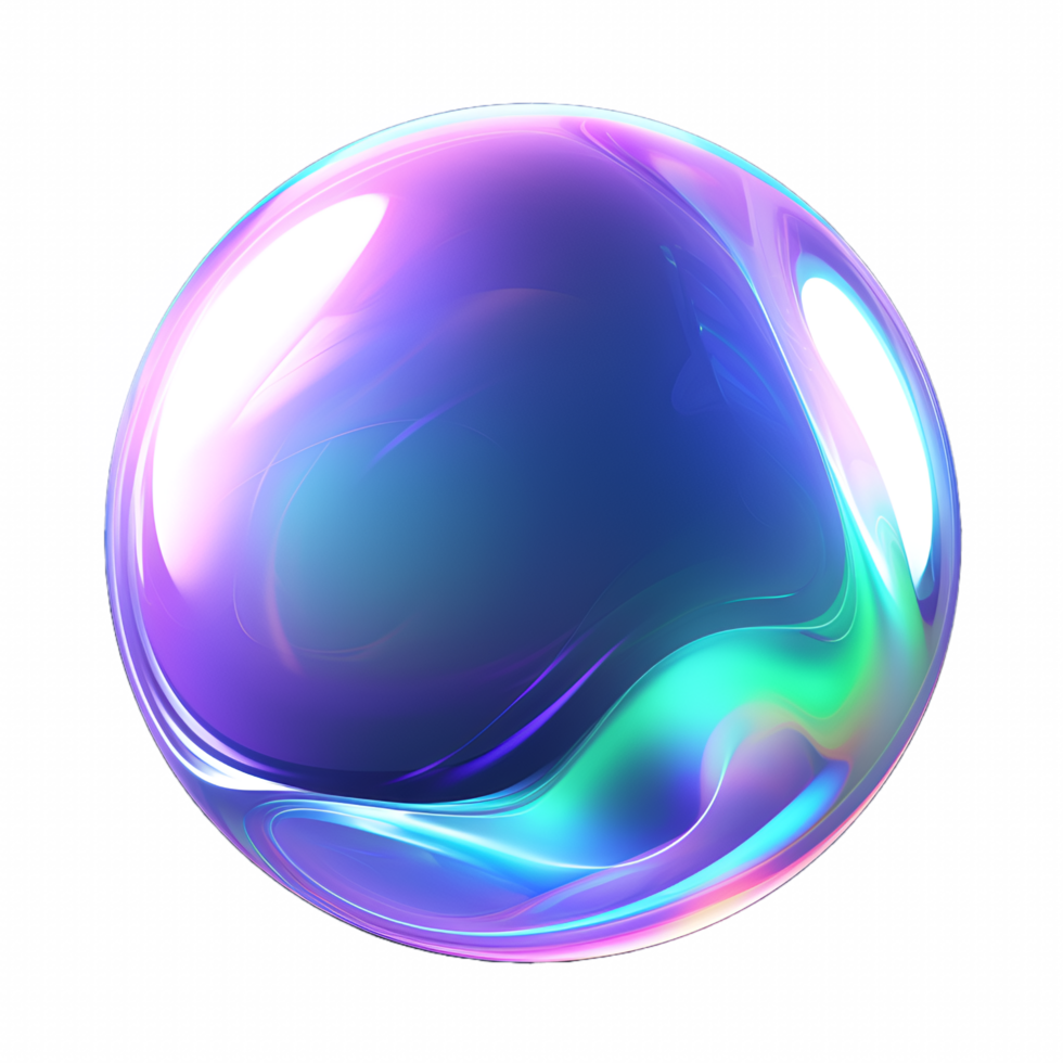 iridiscente burbuja joya 3d pegatina clipart ai generado png