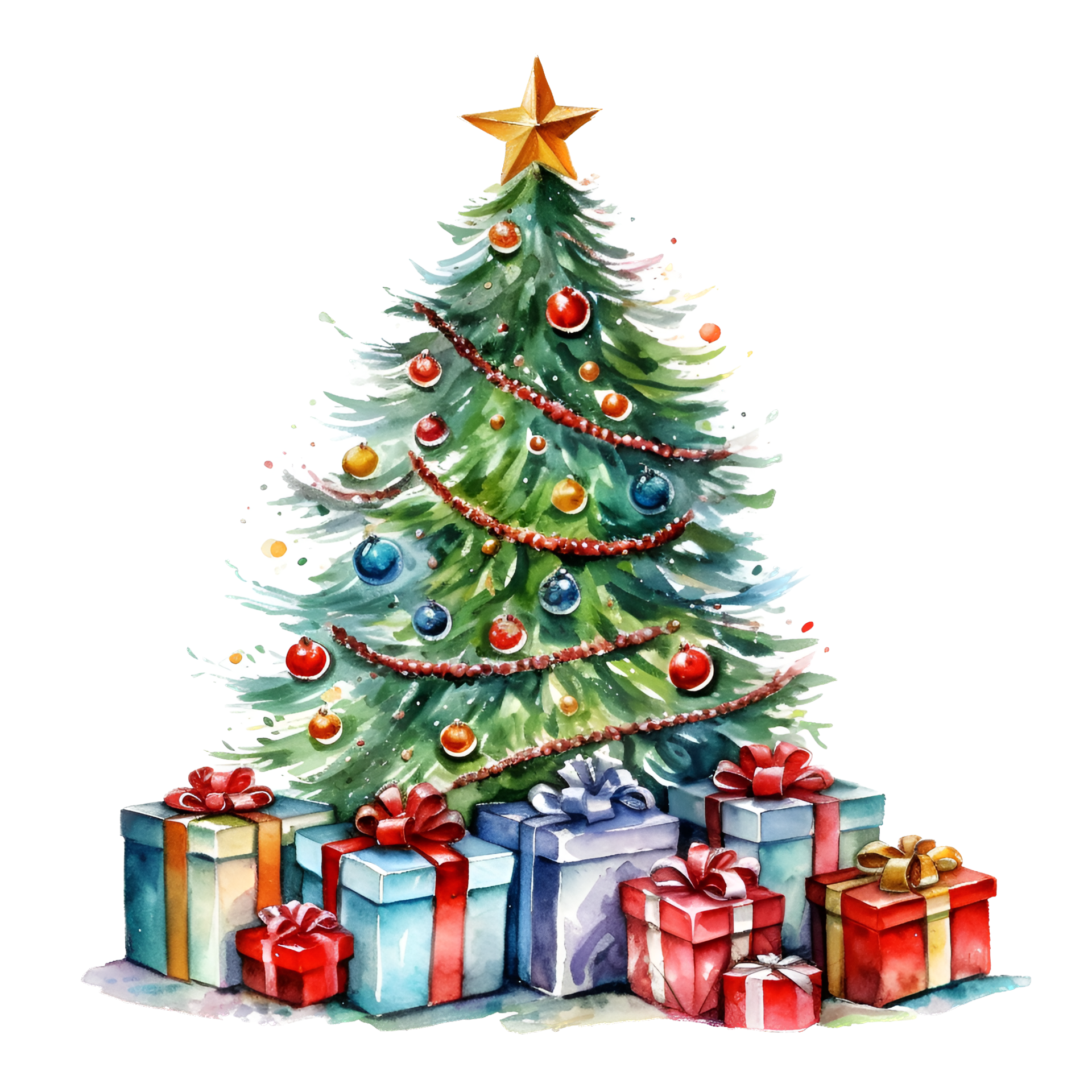 christmas tree with presents clipart