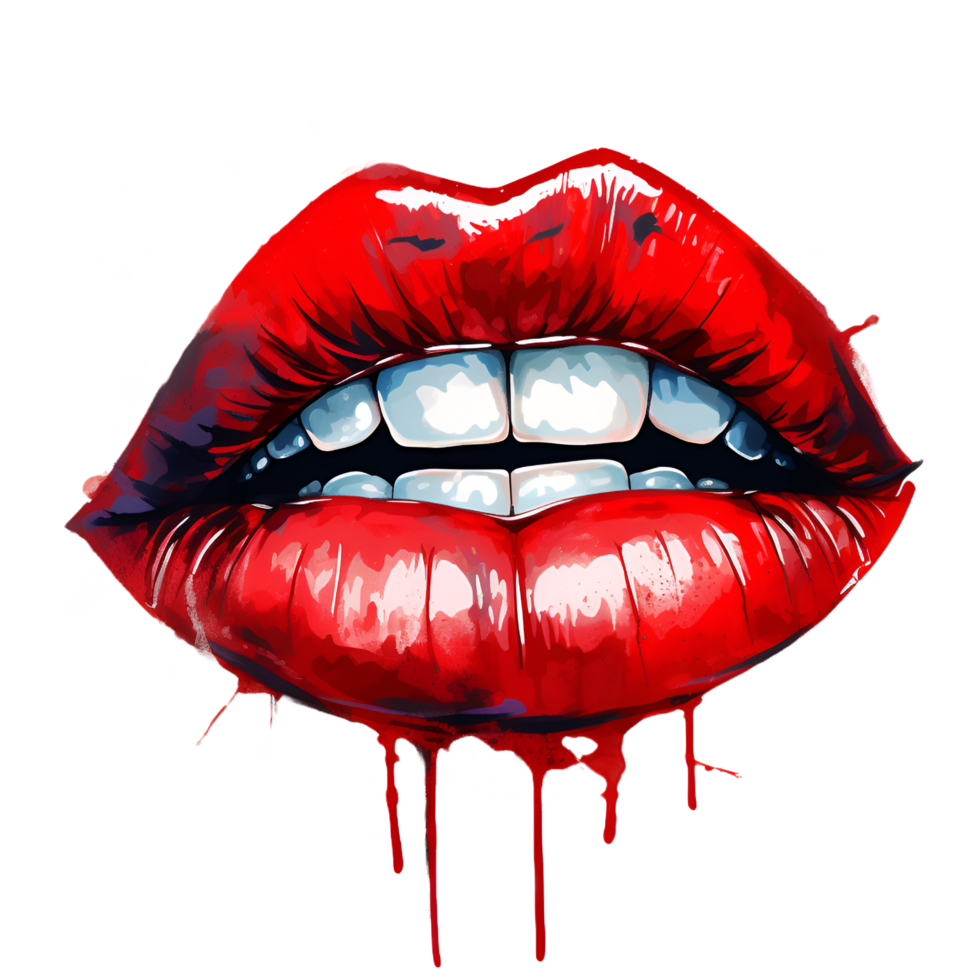 labios boca acuarela clipart ai generado png