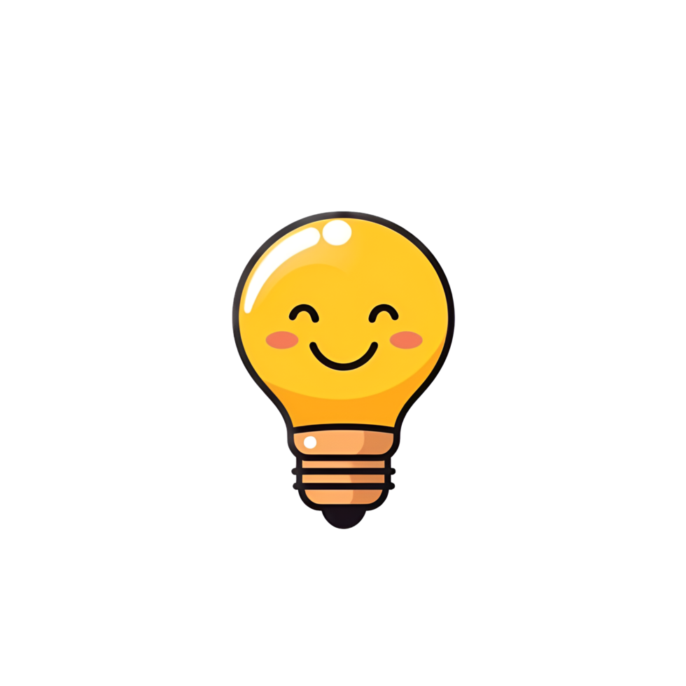 Cute Light Bulb Idea Icon Sticker Clipart png