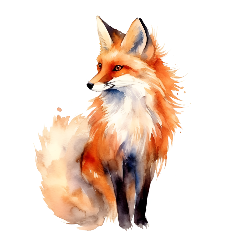 Renard aquarelle clipart ai généré png