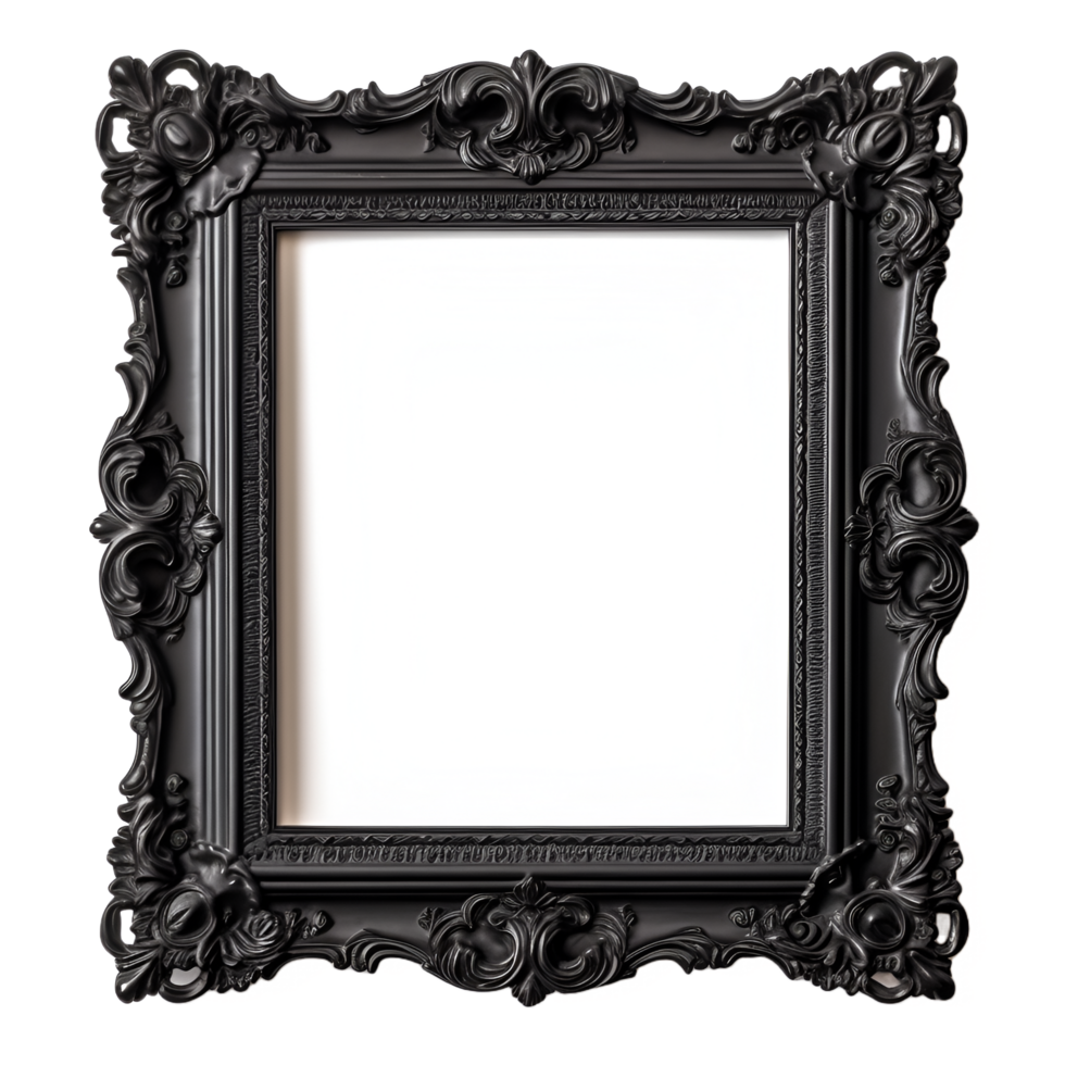 Preto quadro, Armação ornamentado realista clipart ai gerado png