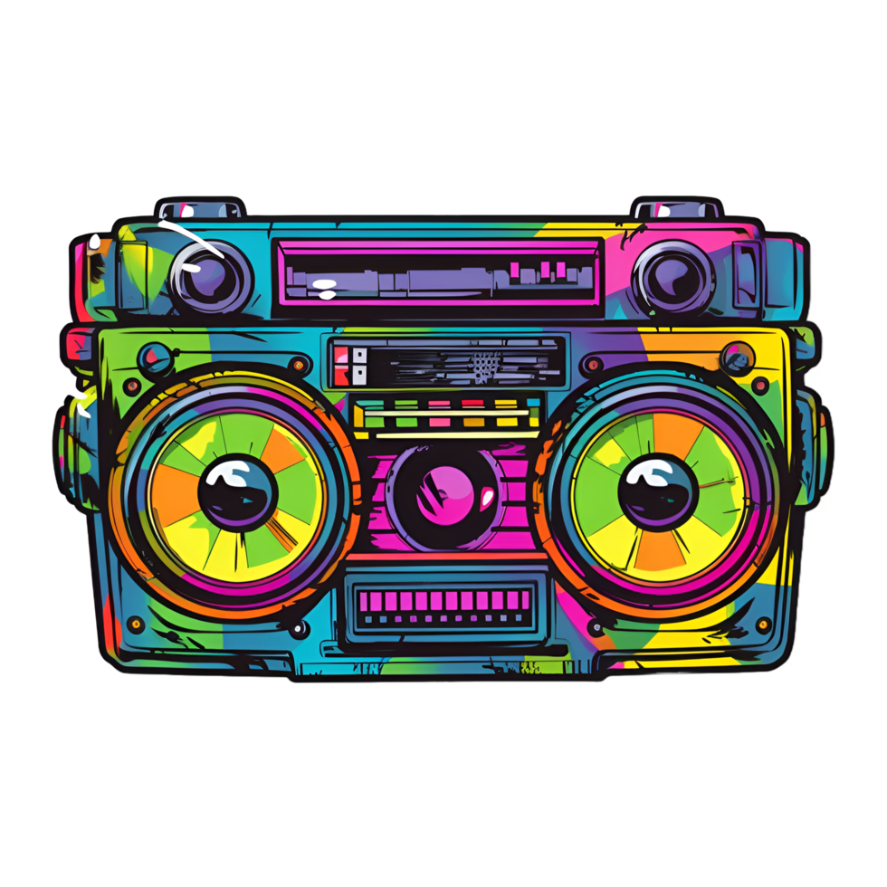 Boom Box Retrowave 80er Jahre Clip Art ai generiert png