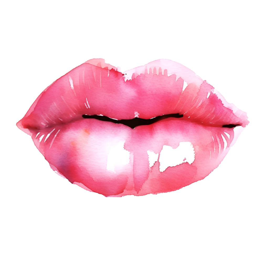 labios boca acuarela clipart ai generado png