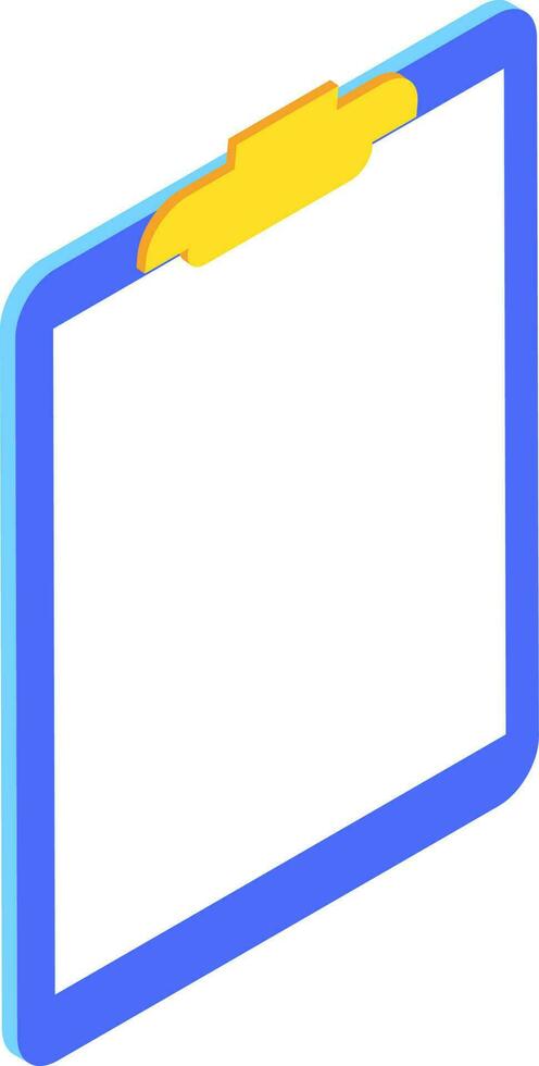 Isolated blue clipboard in 3d style. vector
