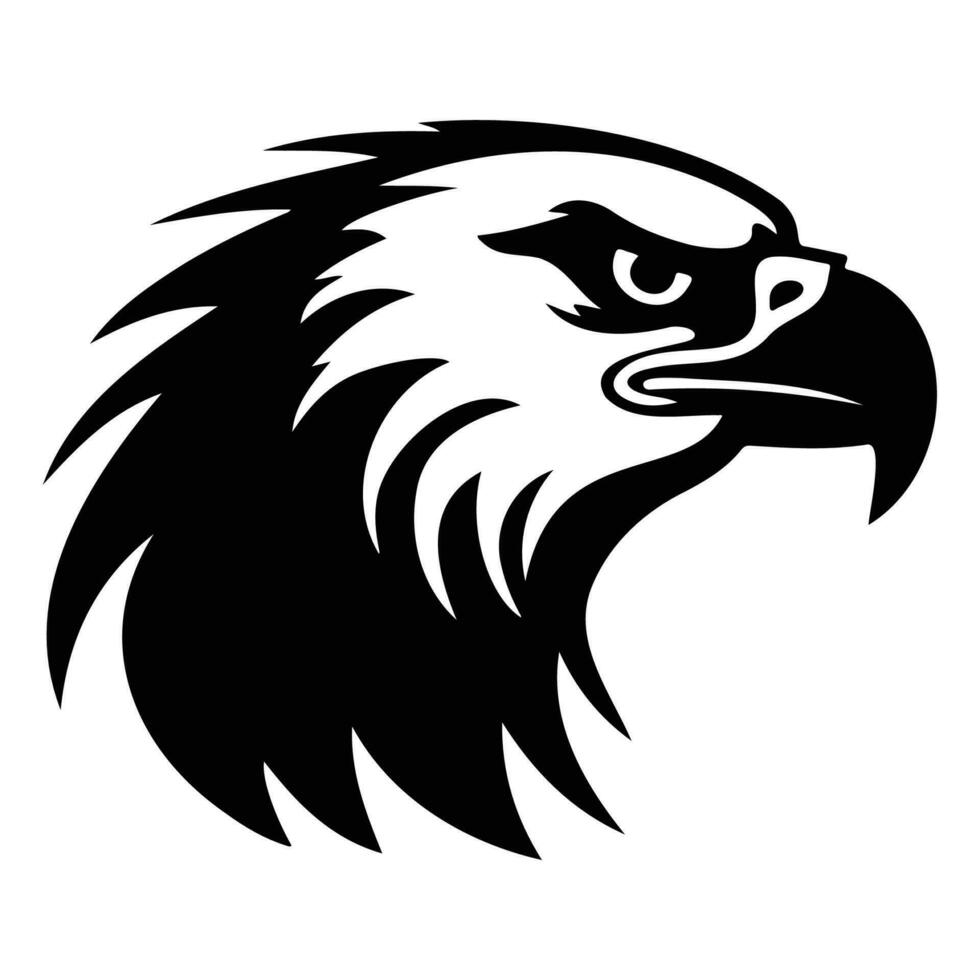 ferocious eagle, Angry eagle Face Side, eagle mascot logo, eagle Black and White Animal Symbol Design. vector