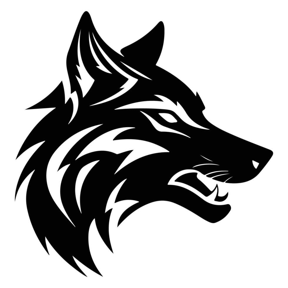 Angry Wolf Face Side, wolf mascot logo, Wolves Black and White Animal Symbol Design. vector