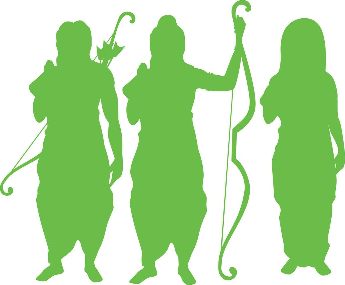 verde ilustración de señor rama, laxman y diosa Sita. vector