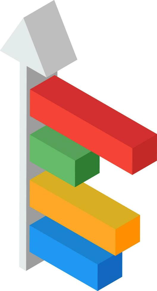 Colorful growing bar graph in 3d style. vector