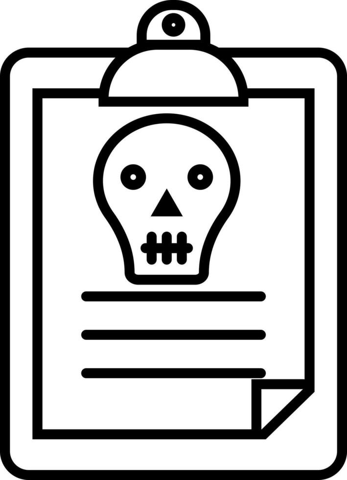 Black line art skull symbol on notepad. vector