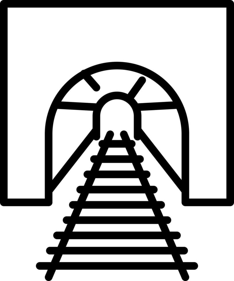 Underground mine tunnel, mining industry concept icon in line art. vector