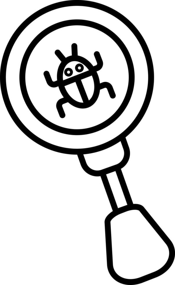 Virus searching icon or symbol in black line art. vector