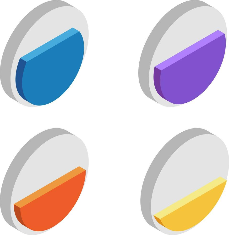 3D illustration of pie chart collection in different color. vector