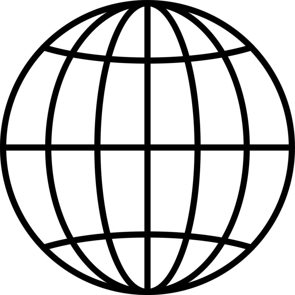Black line art illustration of a globe. vector