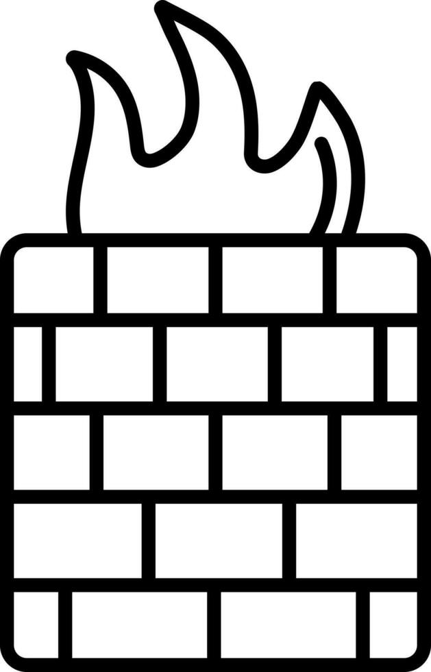 Black line art illustration of firewall. vector