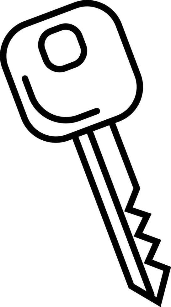 Black line art illustration of a key. vector
