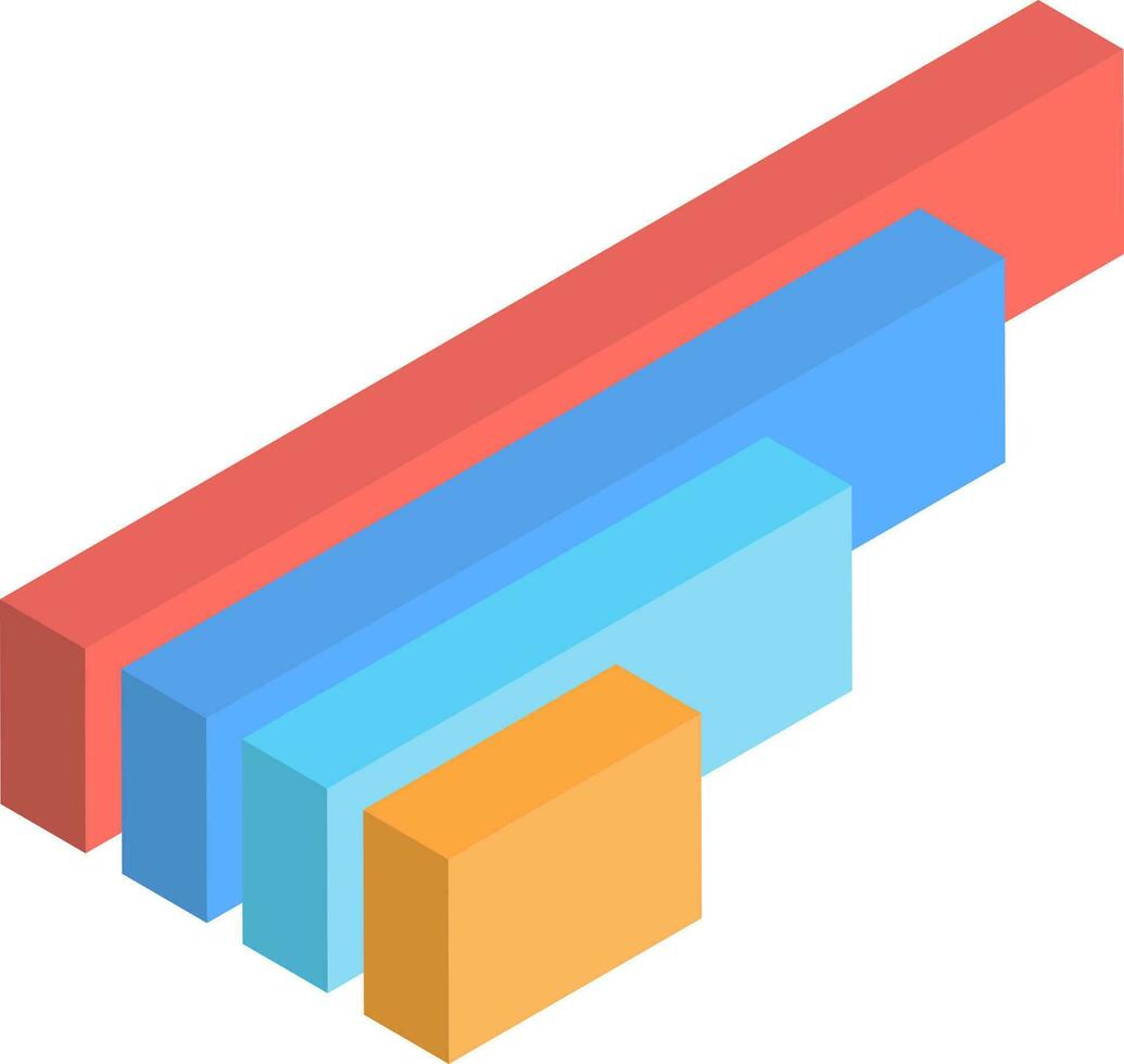 Colorful bar graph in 3d style. vector