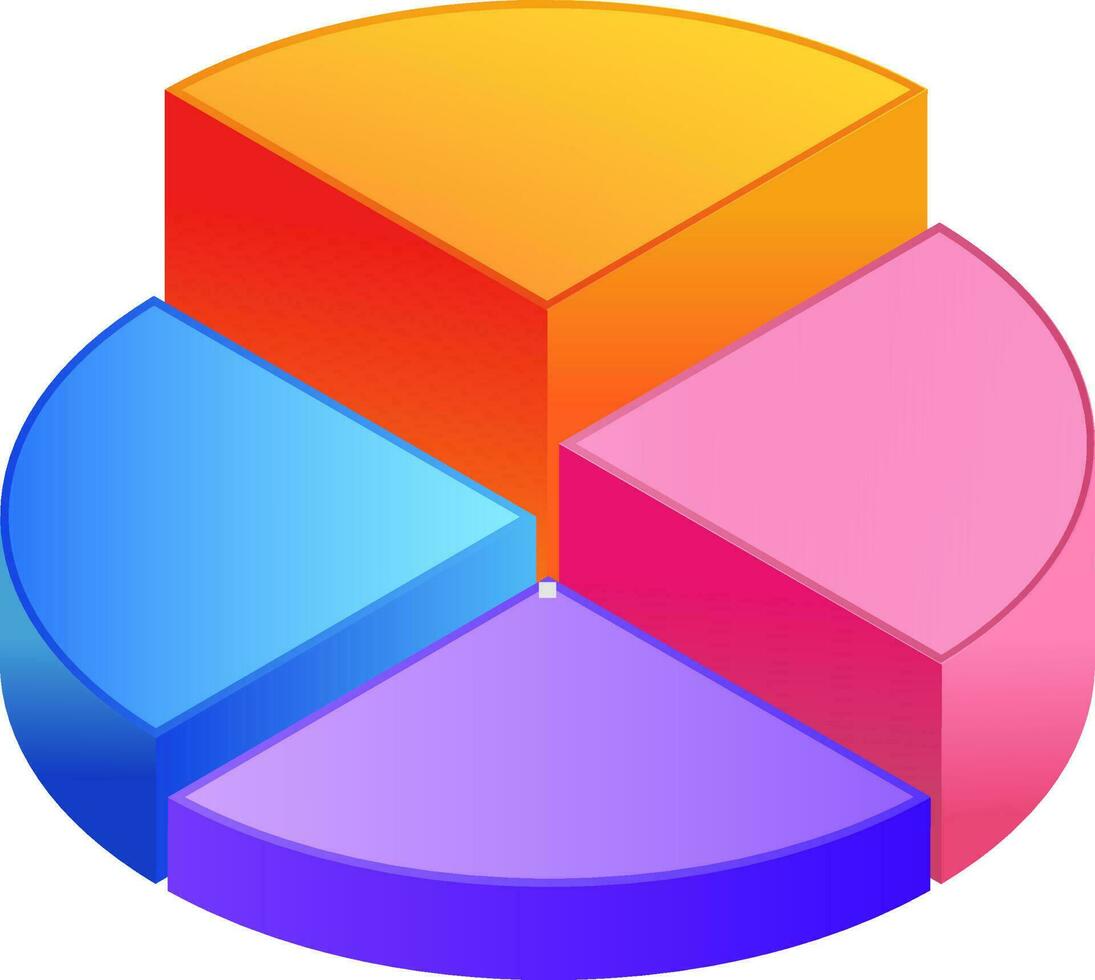 3D isometric of colorful pie chart. vector